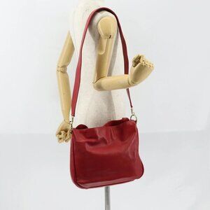 GUCCI Bamboo Hand Bag Leather 2way Red Gold